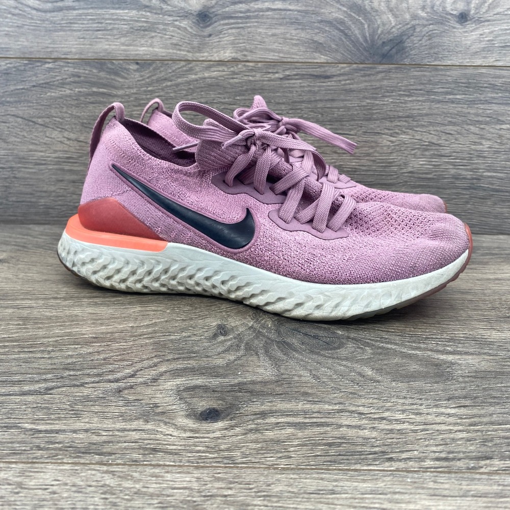 Nike Epic React Flyknit 2 Running Shoes Womens 8 Plum Pink BQ8927-500 Training